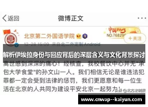 解析伊埃拉身份与回应背后的深层含义与文化背景探讨