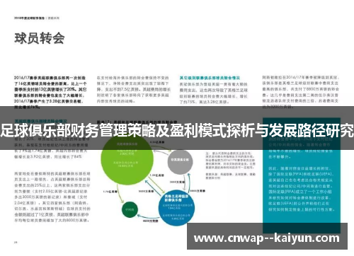 足球俱乐部财务管理策略及盈利模式探析与发展路径研究 足球俱乐部财务管理策略及盈利模式探析与发展路径研究